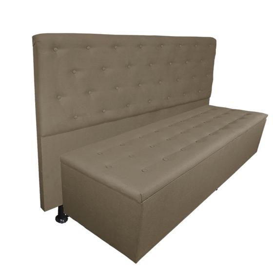 Imagem de Cabeceira mais Calçadeira Casal Juliana 140cm Cama Box Suede - MALTA DECOR