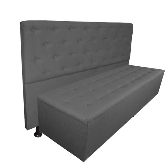 Imagem de Cabeceira mais Calçadeira Casal Juliana 140cm Para Cama Box Suede Cinza - DS Estofados