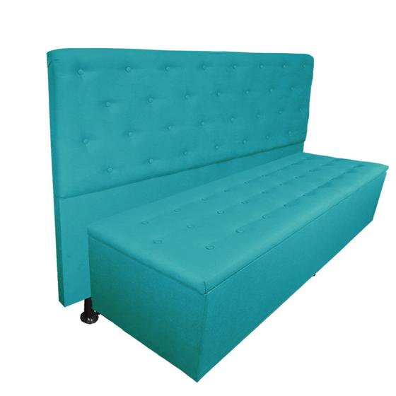 Imagem de Cabeceira mais Calçadeira Casal Super King Juliana 195cm Cama Box Suede - MALTA DECOR