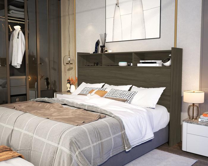 Imagem de Cabeceira Melissa Queen 1,60mt Com Nicho Para Quarto Estilo Retro Classico