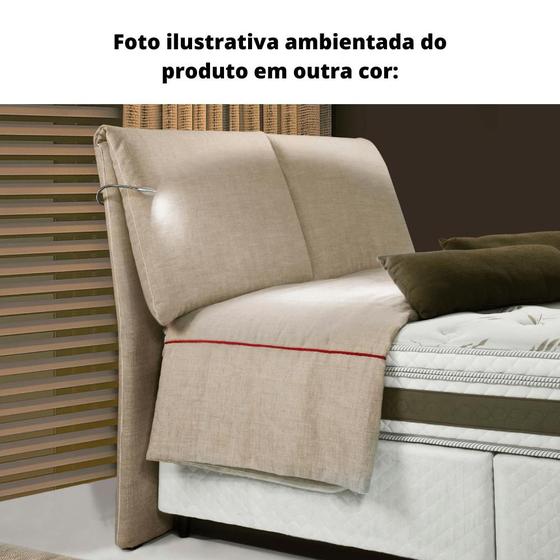 Imagem de Cabeceira MH-2694 Herval Estofado King para Colchão 193 cm com Luminária Linho Bege C