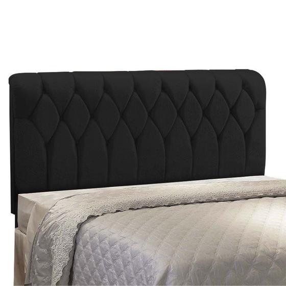 Imagem de Cabeceira Miami Cama Box Casal 140 cm Suede Preto Amassado - JS Móveis