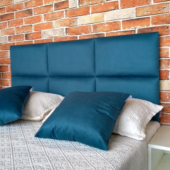 Imagem de Cabeceira Módena H6 Azul Royal Suede Liso Queen 160 X 120 Cm