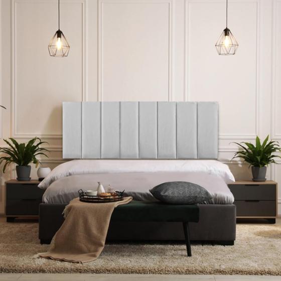 Imagem de Cabeceira Modulada Adesiva Estofada Carla Solteiro - Kit 5 Placas