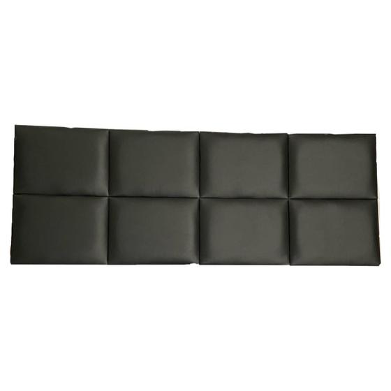 Imagem de Cabeceira Modulada material sintético Preto 8 Modulos 40X30