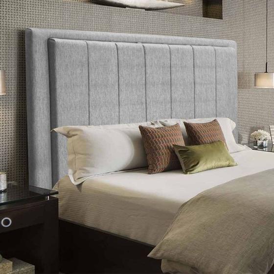 Imagem de Cabeceira Opala Cama Box Solteiro 90cm Linho Cinza - SSX Multicoisas