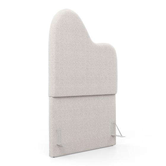 Imagem de Cabeceira Orgânica Cama Box Solteiro Sea 90cm com Frame Bouclé Off White - Desk Design