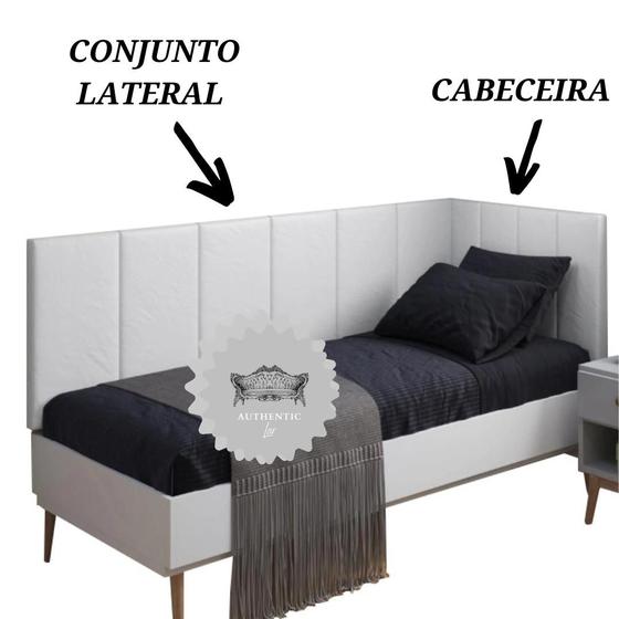 Imagem de Cabeceira painel cama solteiro almofadada quarto  branco