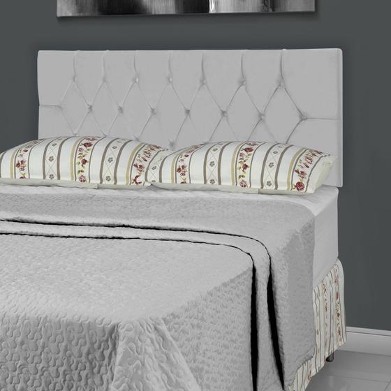 Imagem de Cabeceira Painel de Cama Box Casal 138 cm Dália Larhome Suede Veludo Cinza claro