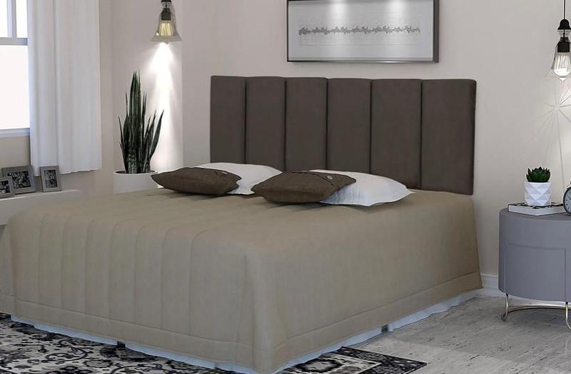 Imagem de Cabeceira Painel Estofada Cama Casal 1.40 Suede Marrom