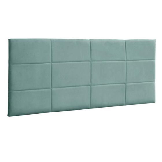 Imagem de Cabeceira Painel Raissa 100Cm P/ Cama Box Suede Azul Tiffany