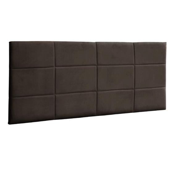 Imagem de Cabeceira Painel Raissa 120Cm Cama Box Suede Marrom Escuro