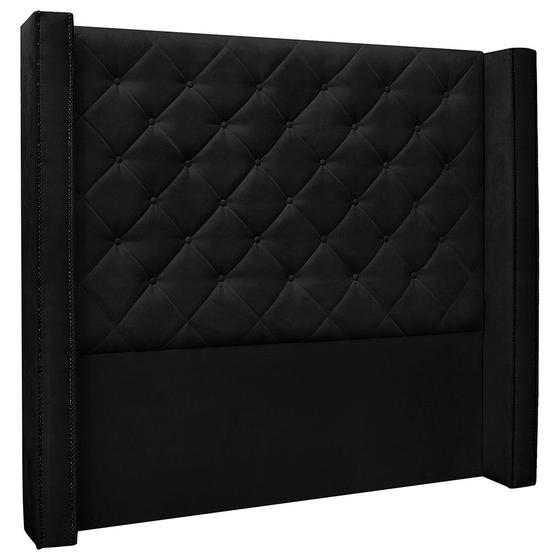 Imagem de Cabeceira Para Cama Box 195 cm Lisboa Suede Preto - CasaePoltrona