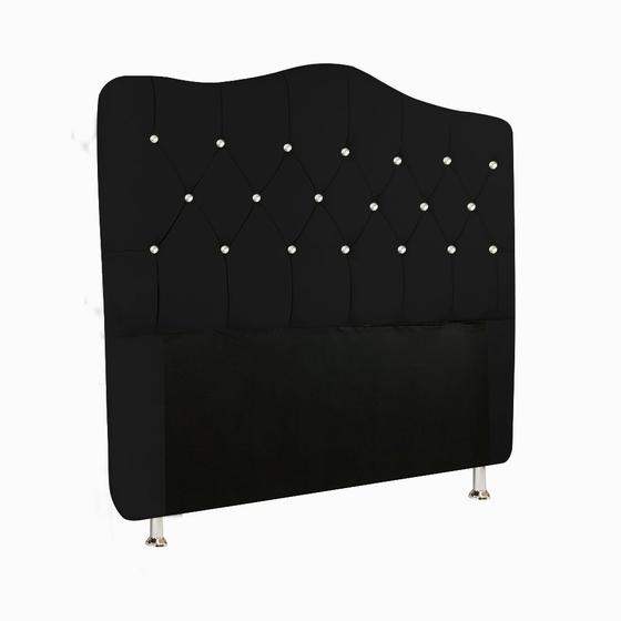 Imagem de Cabeceira Para Cama Box Casal 1,40 cm com Botão Strass Capitone Estofada Atena