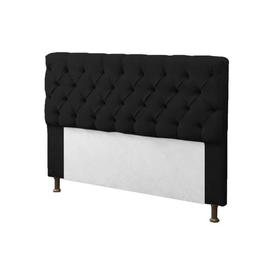 Imagem de Cabeceira para Cama Box Casal 140cm Mirage c/ Capitonê Corano Preto - Dl Decor