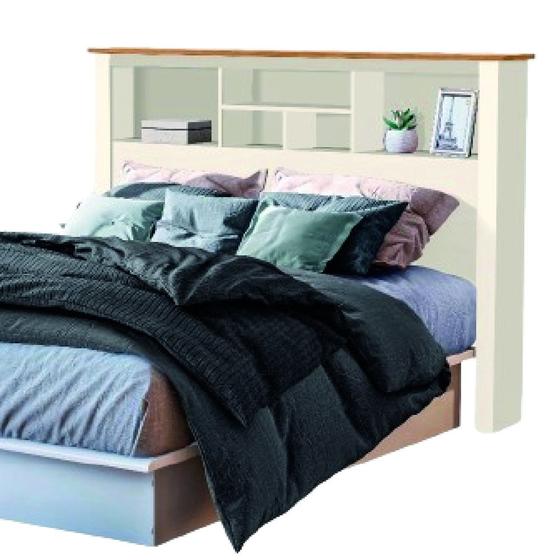 Imagem de Cabeceira Para Cama Box Casal de 1,38m Com Nicho Havana Off White / Nature Tebarrot