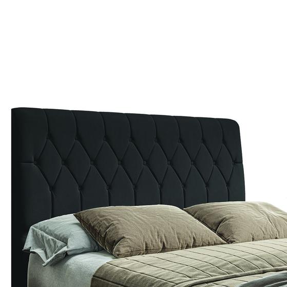 Imagem de Cabeceira para cama box casal/queen istambul dobuê 1.60m  com capitonê preto