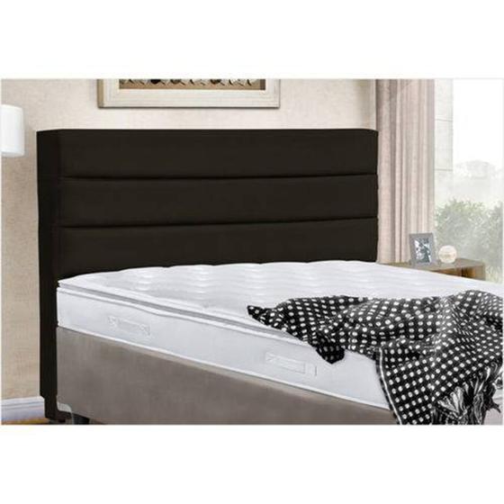 Imagem de Cabeceira para Cama Box Casal Super King 195cm Turim Suede Marrom - Belliv Decor