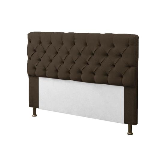 Imagem de Cabeceira para Cama Box King 195cm Mirage c/ Capitonê Suede Marrom - Dl Decor