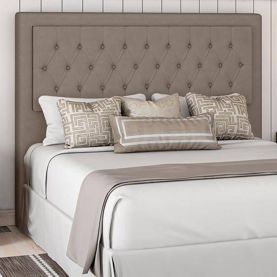 Cabeceira para Cama Box King 195cm Soul Veludo Bege - Sallar Home Menor preço em Cabeceira para Cama Box King 195cm Soul Veludo Bege - Sallar Home