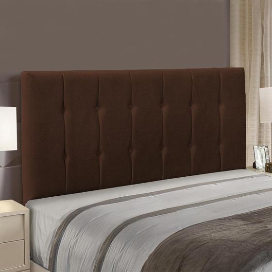 Imagem de Cabeceira para Cama Box King Size 200 x 112 Cm Londres Estofada Suede Marrom - SóSofá