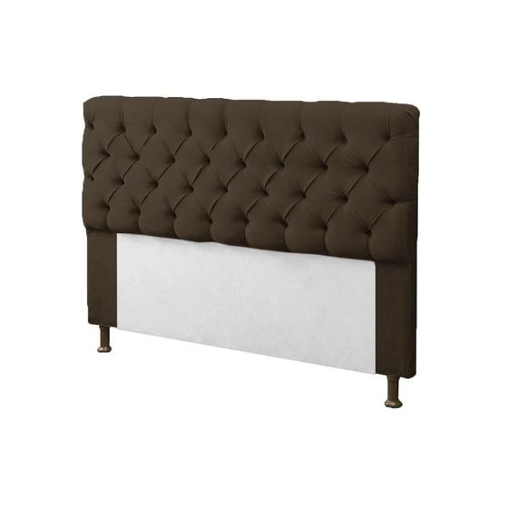 Imagem de Cabeceira para Cama Box Queen 160cm Mirage c/ Capitonê Suede Marrom - LM DECOR