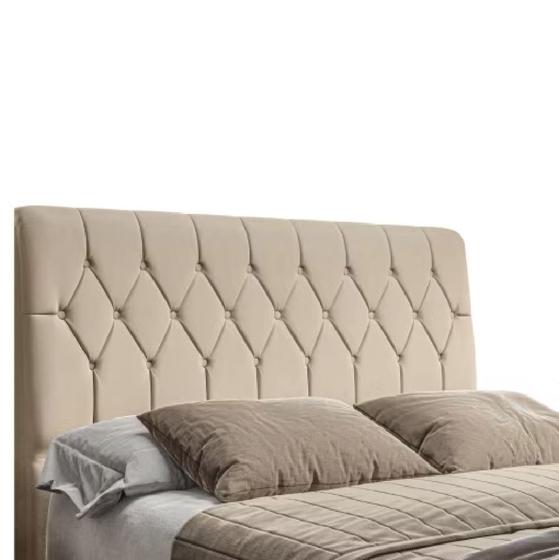 Imagem de Cabeceira para cama box queen/casal istambul dobuê 1.60m com capitonê bege