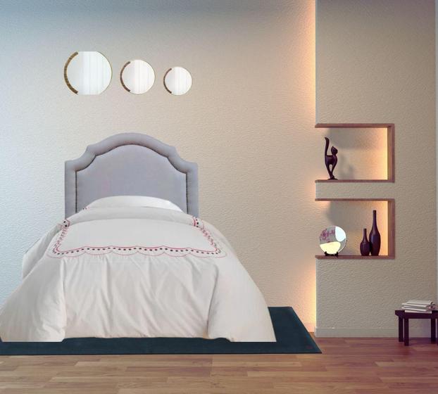 Imagem de Cabeceira Para Cama Box Solteiro Provençal Com Tachas Cinza