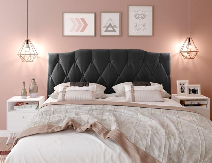 Cabeceira para cama Cancun todas as medidas - PRETO - Casal 1,40m x 55 cm Menor preço em Cabeceira para cama Cancun todas as medidas - PRETO - Casal 1,40m x 55 cm