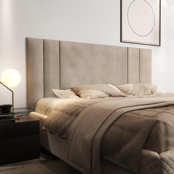 Cabeceira Para Cama Casal 1,40 Estofada Suede - Bege - RPM Móveis Menor preço em Cabeceira Para Cama Casal 1,40 Estofada Suede - Bege - RPM Móveis