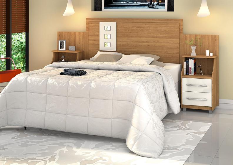 Cabeceira para Cama Casal Box com Mesas Cabeceira Freijo Off - PB ...
