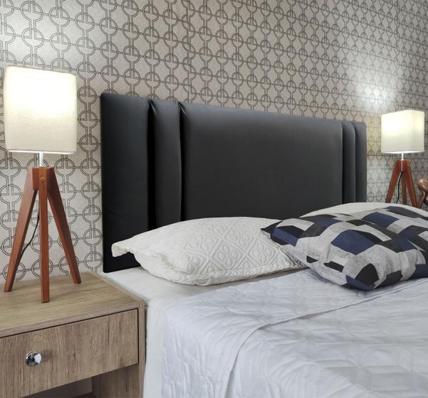 Imagem de Cabeceira Para Cama Casal Siena material sintético Preto 60 Cm Altura RBL
