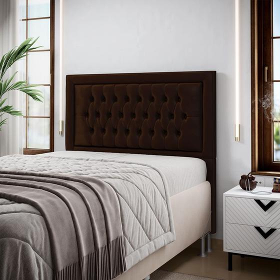 Imagem de Cabeceira Pegasus 140 Para Cama Box de Casal N-027 Veludo Marrom Chocolate Aradecor