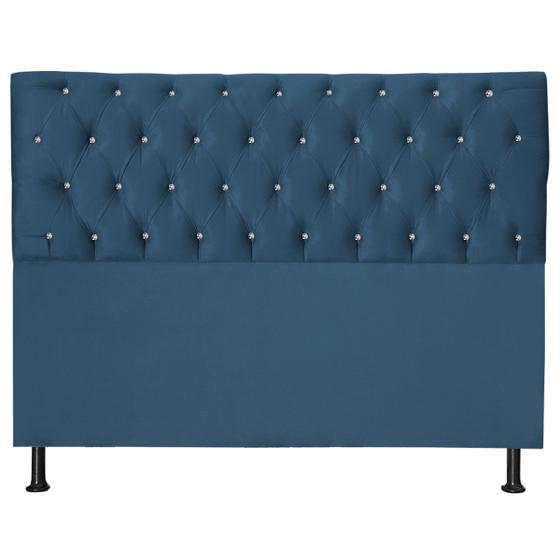 Imagem de Cabeceira Pérola 140Cm Para Cama Box Casal Suede Azul Royal