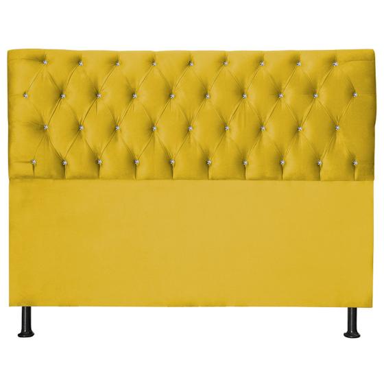 Imagem de Cabeceira Pérola 160Cm Para Cama Box Queen Suede Amarelo