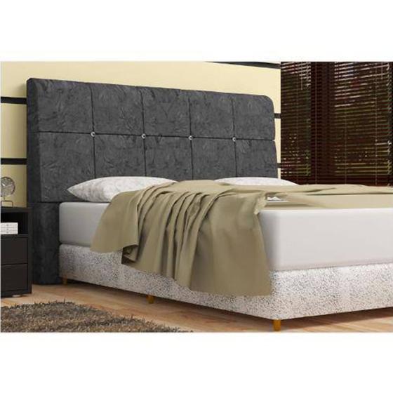 Imagem de Cabeceira Pietra Solteiro 90 Cm Com Baú Interno Suede Amassado Cinza - DS Móveis