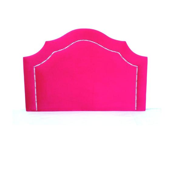 Imagem de Cabeceira Pink material sintético P/Box Solteiro Provençal Tachas Prata
