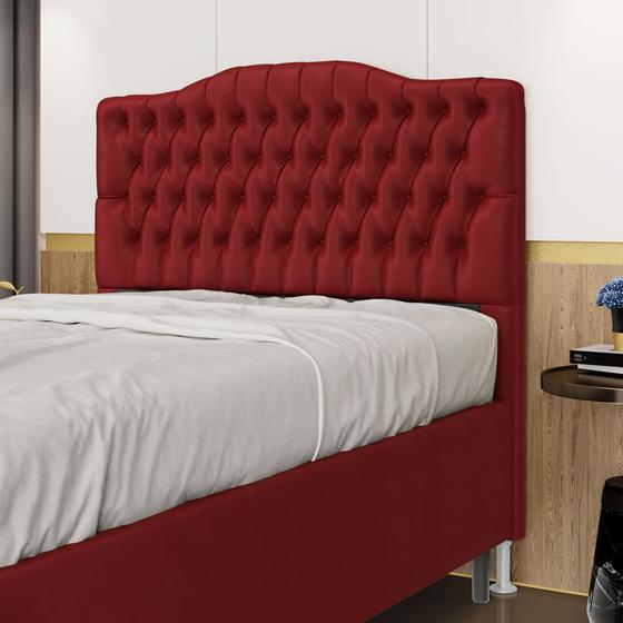 Imagem de Cabeceira Pollux 160 Decorativa de Cama Queen N-033 Veludo Vermelho Aradecor