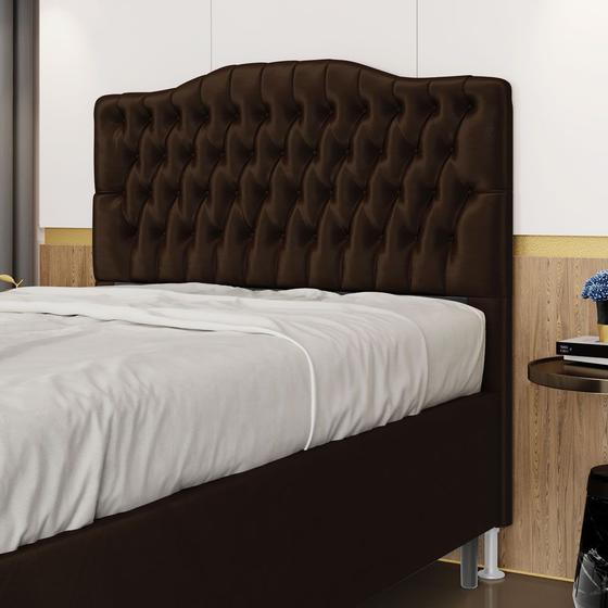 Imagem de Cabeceira Pollux 160 para Cama Box Queen N-027 Veludo Marrom Chocolate Aradecor