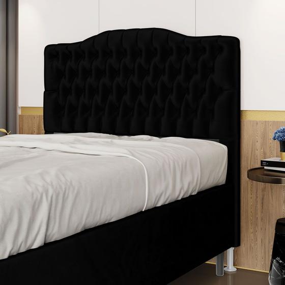 Imagem de Cabeceira Pollux 195 Modulada Estofada N-024 Veludo Preto Aradecor