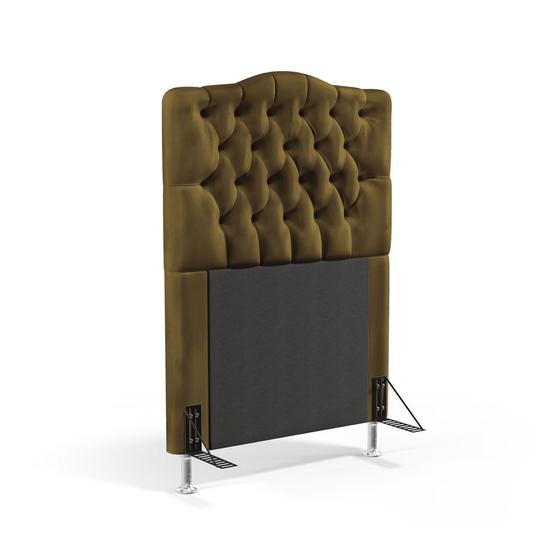 Imagem de Cabeceira Pollux 90 Para Cama Box de Solteiro N-028 Veludo Marrom Claro Aradecor