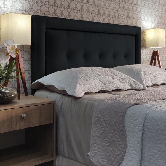 Imagem de Cabeceira Queen 160 Cama Box Diamond 1 Veneza 05 Preto Suede Painel RBL