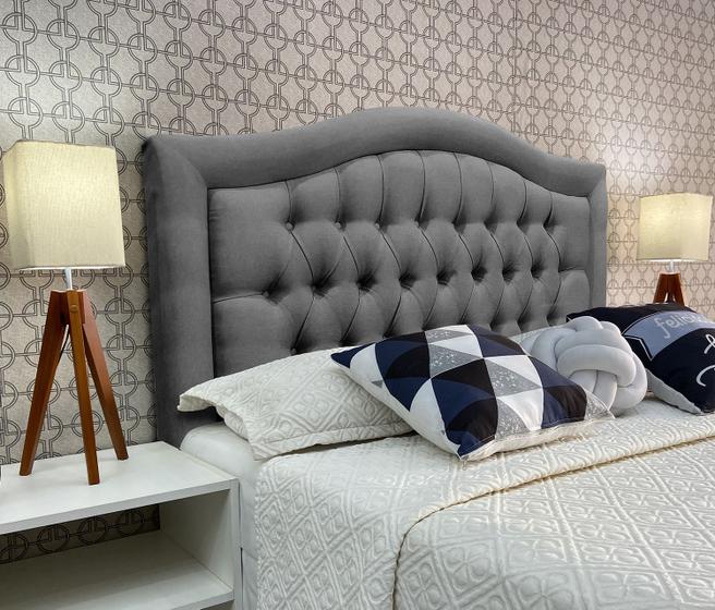 Imagem de Cabeceira Queen 160 Cama Box Sophia Provençal Cinza Linho Com Pés RBL