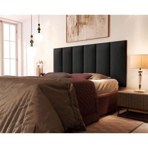 Imagem de Cabeceira Queen Carla 160x60 Suede Preto - M&F Decor