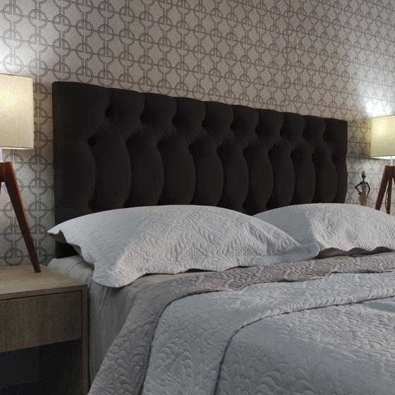Imagem de Cabeceira Queen Estofada 1896 Suede Marrom 160 x 120 RBL