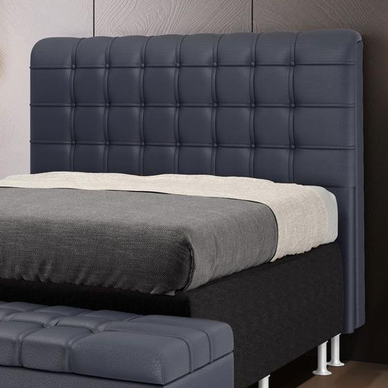 Imagem de Cabeceira Rana 140 para Cama Box de Casal A-019 Couro Artificial Azul Aradecor