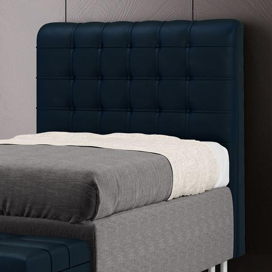 Imagem de Cabeceira Rana 90 Decorativa de Cama Solteiro N-025 Veludo Azul Marinho Aradecor