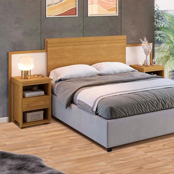Imagem de Cabeceira Regulável para Casal e Queen Size com Mesa Off White Flex Olive Shop Jm