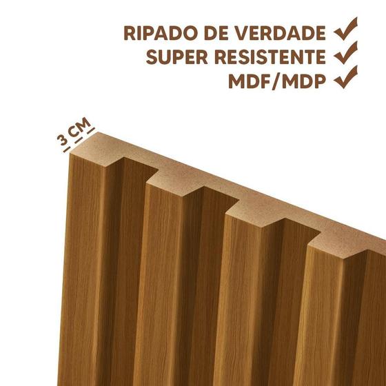 Imagem de Cabeceira Ripada Para Cama De Casal 140 cm x 250 cm MDF E MDP Nature Shop Jm