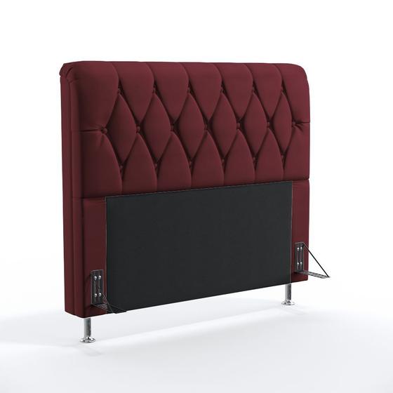 Imagem de Cabeceira Sirius 140 Decorativa de Cama Casal N-034 Veludo Bordô Aradecor